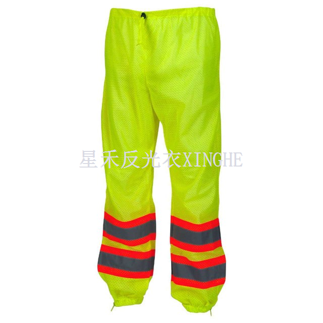 Warnschutzhose in Limette mit kontrastierendem Besatz